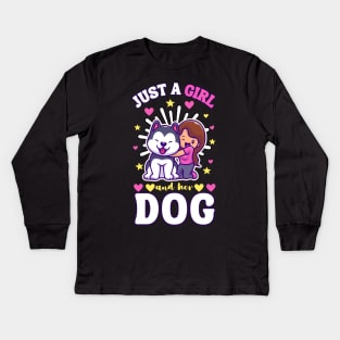 Just a Girl and her dog Kids Long Sleeve T-Shirt